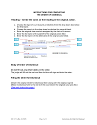Document preview: Instructions for Form DC4:7.1 Order of Dismissal - Nebraska