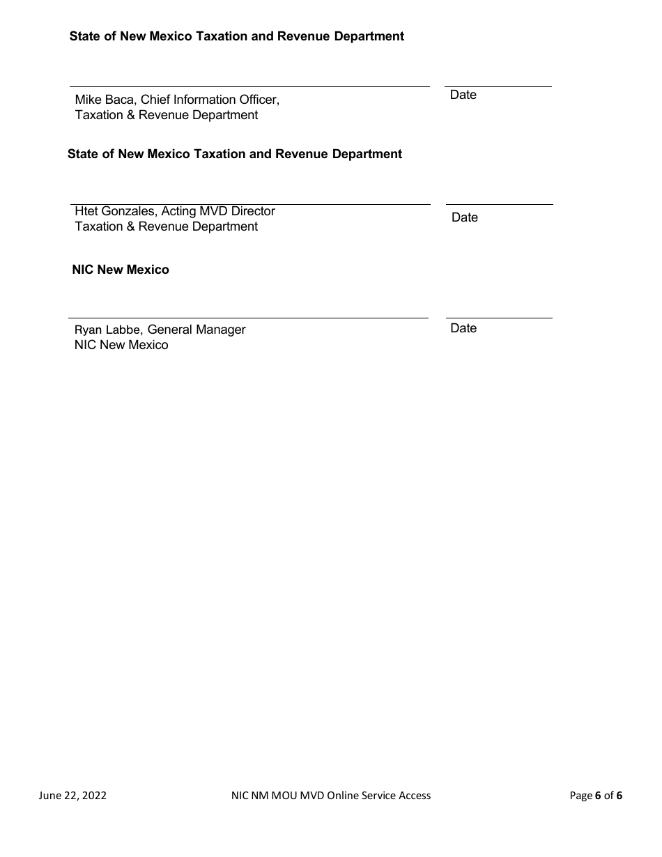 Memorandum of Understanding - New Mexico, Page 6