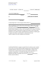 Document preview: Form CC13:1 Appearance Bond - Nebraska