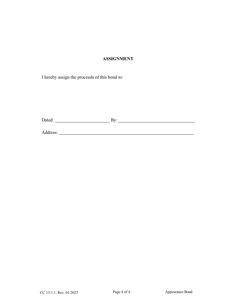 Form CC13:1.1 Appearance Bond With Preset Conditions - Nebraska, Page 4