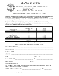 Document preview: Application for Contractor Registration - Village of Skokie, Illinois