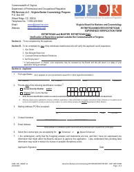 Document preview: Form A450-1261_64EXP Esthetician/Master Esthetician - Experience Verification Form - Virginia