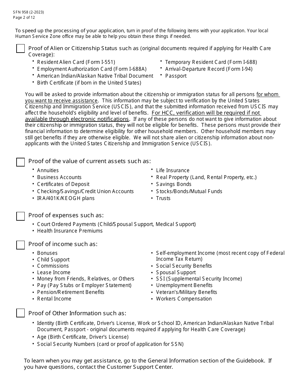 Form SFN958 Health Care Application for the Elderly and Disabled - North Dakota, Page 2