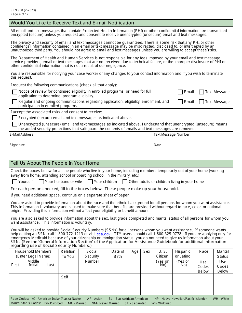 Form SFN958 Health Care Application for the Elderly and Disabled - North Dakota, Page 4