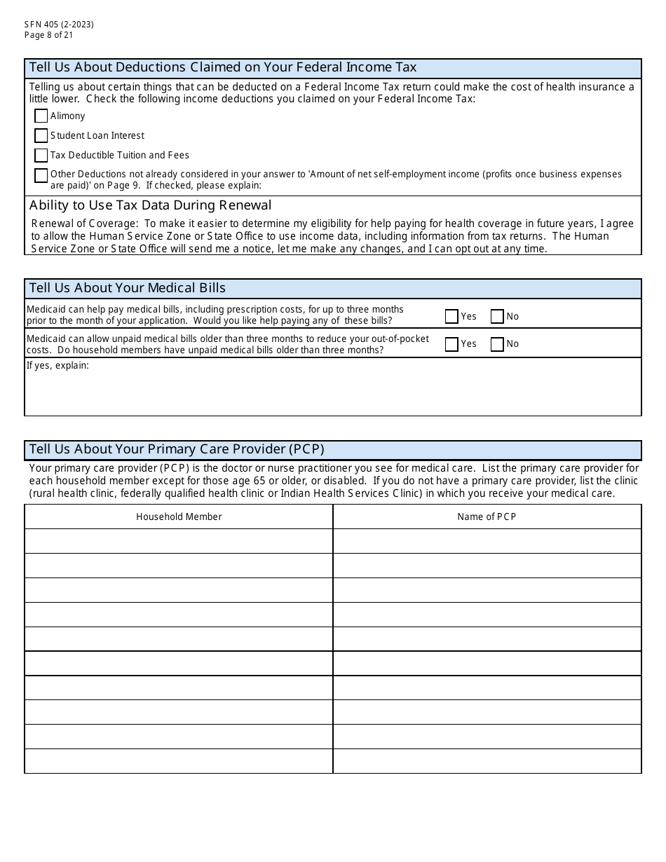 Form SFN405 Application for Assistance - North Dakota, Page 10