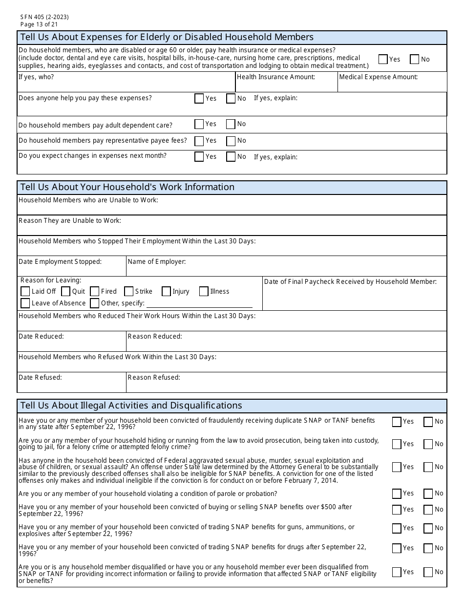 Form SFN405 Application for Assistance - North Dakota, Page 15