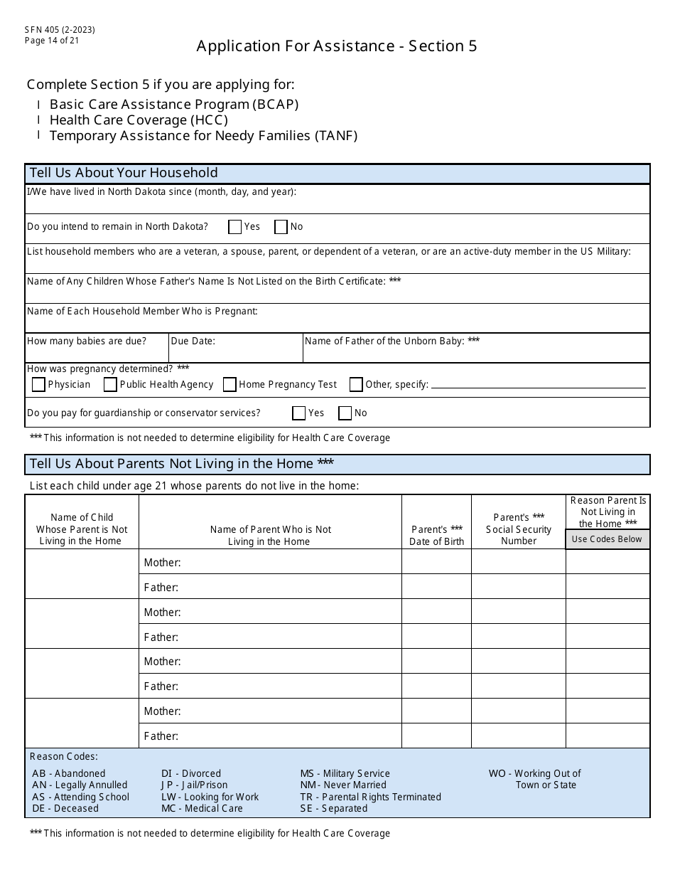 Form SFN405 Application for Assistance - North Dakota, Page 16
