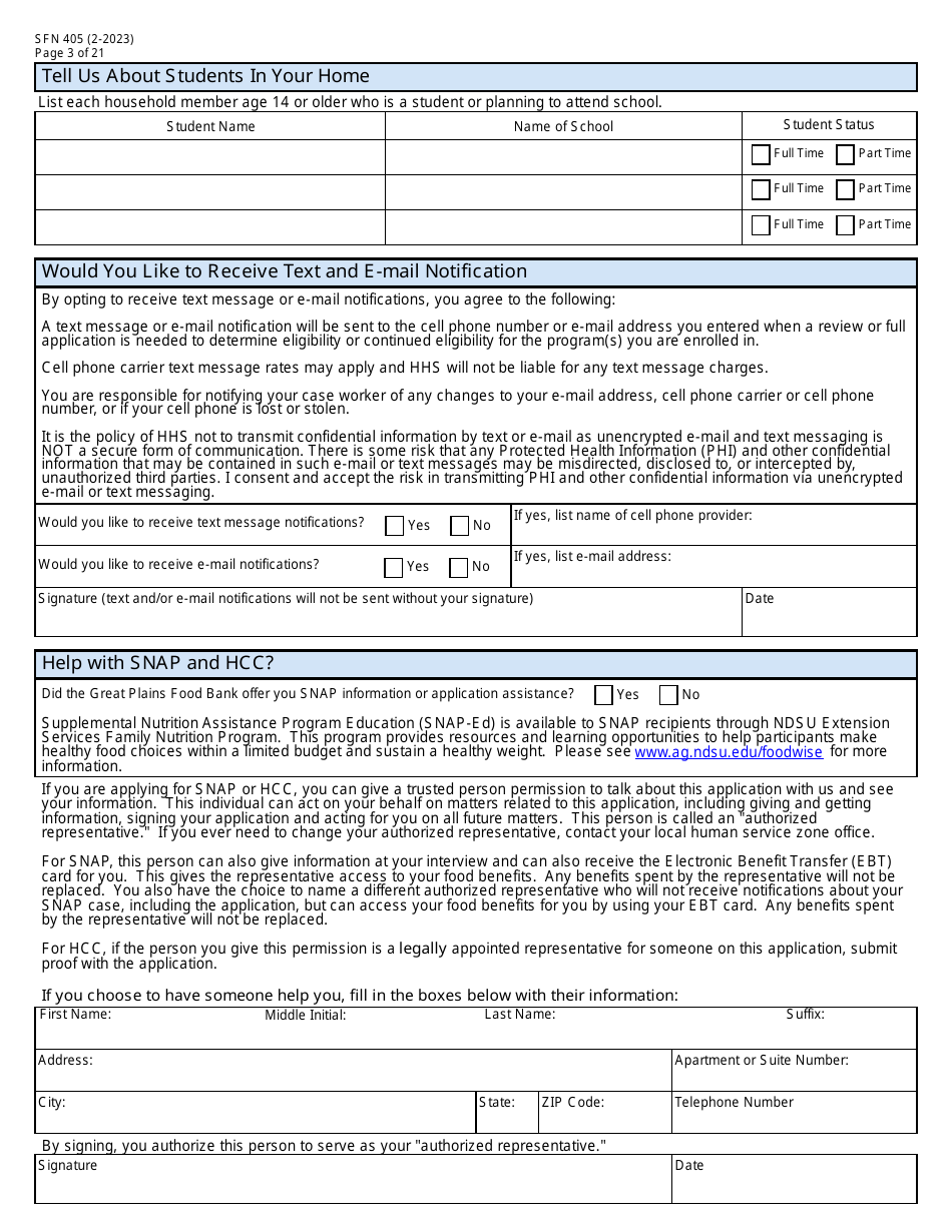 Form SFN405 Application for Assistance - North Dakota, Page 5