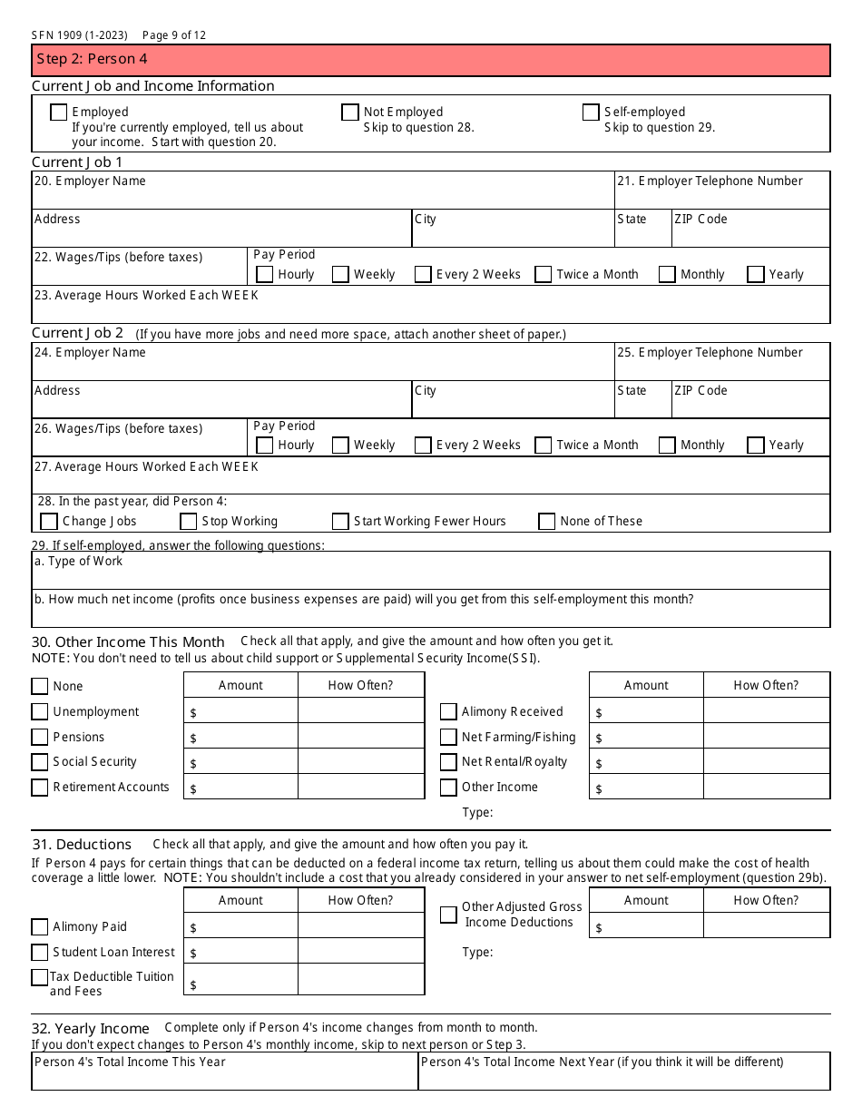 Form SFN1909 Download Fillable PDF or Fill Online Application for ...