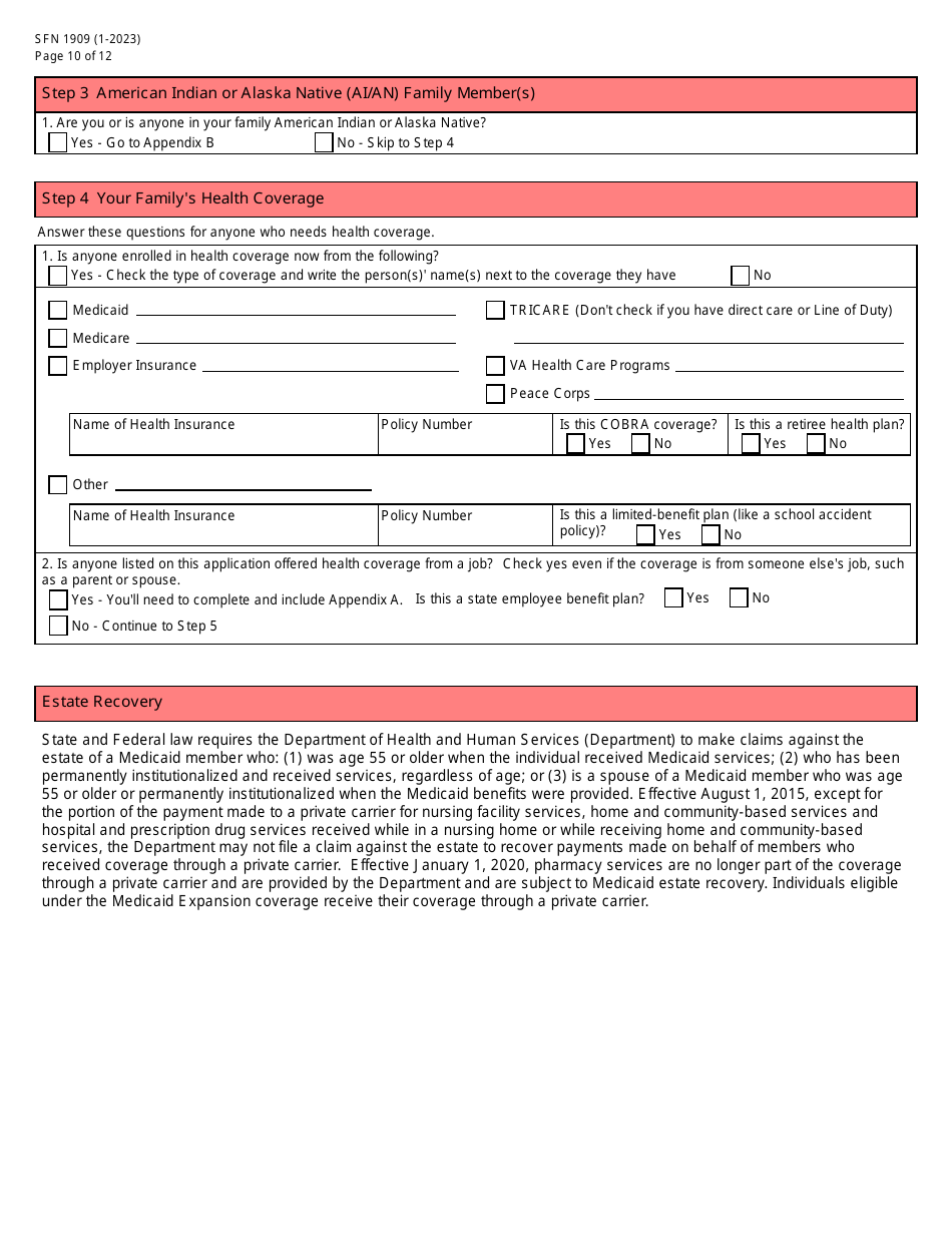 Form SFN1909 Application for Health Coverage and Help Paying Costs - North Dakota, Page 11