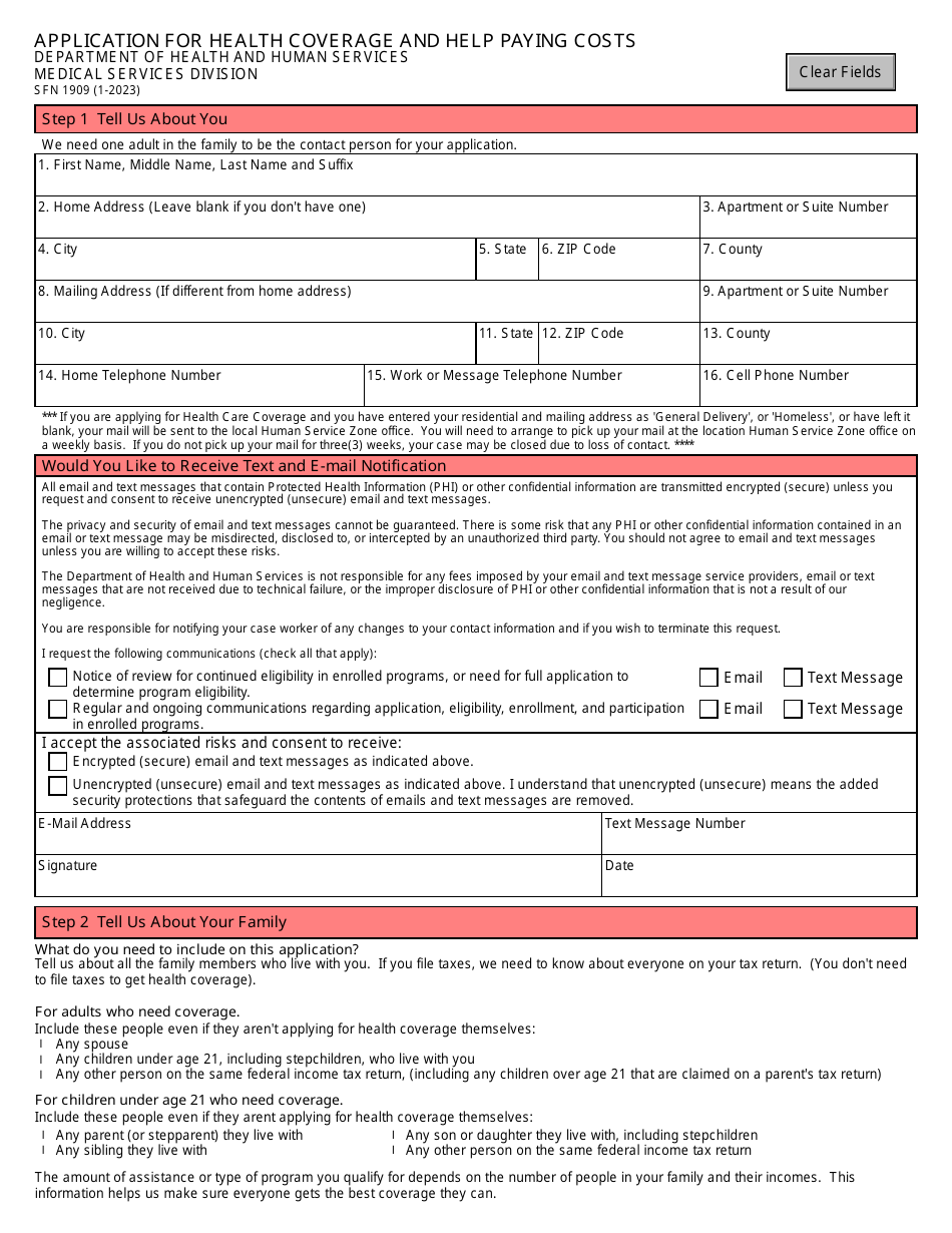 Form SFN1909 Application for Health Coverage and Help Paying Costs - North Dakota, Page 2