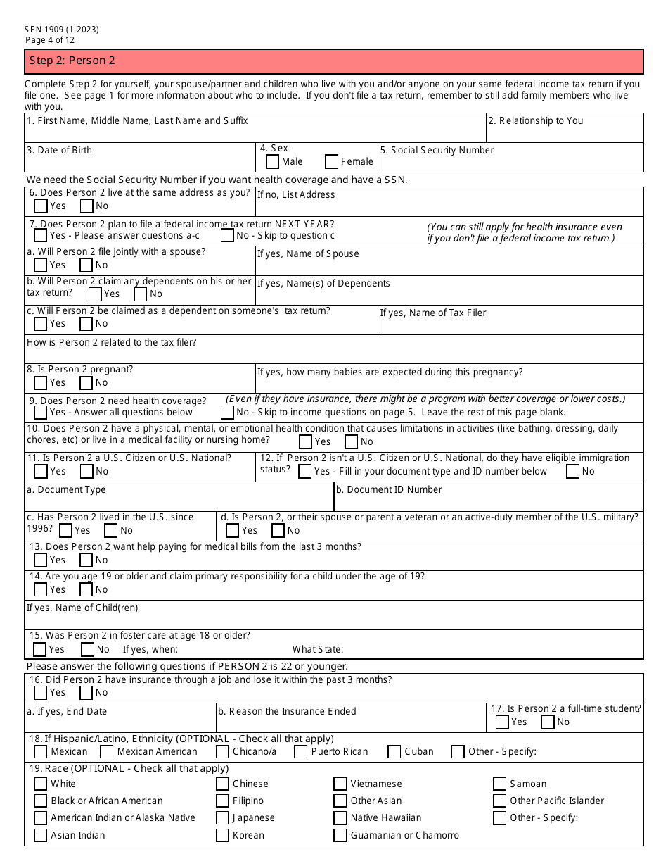 Form SFN1909 Application for Health Coverage and Help Paying Costs - North Dakota, Page 5