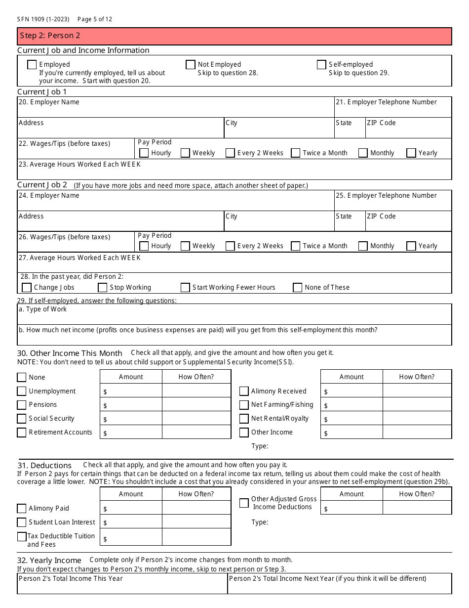 Form SFN1909 Application for Health Coverage and Help Paying Costs - North Dakota, Page 6