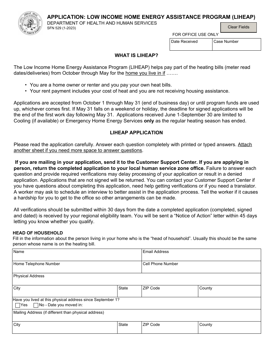 Form SFN529 Fill Out, Sign Online and Download Fillable PDF, North