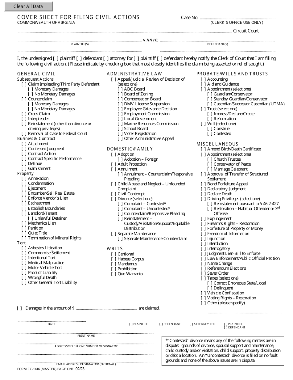 Form CC1416 Fill Out, Sign Online and Download Fillable PDF