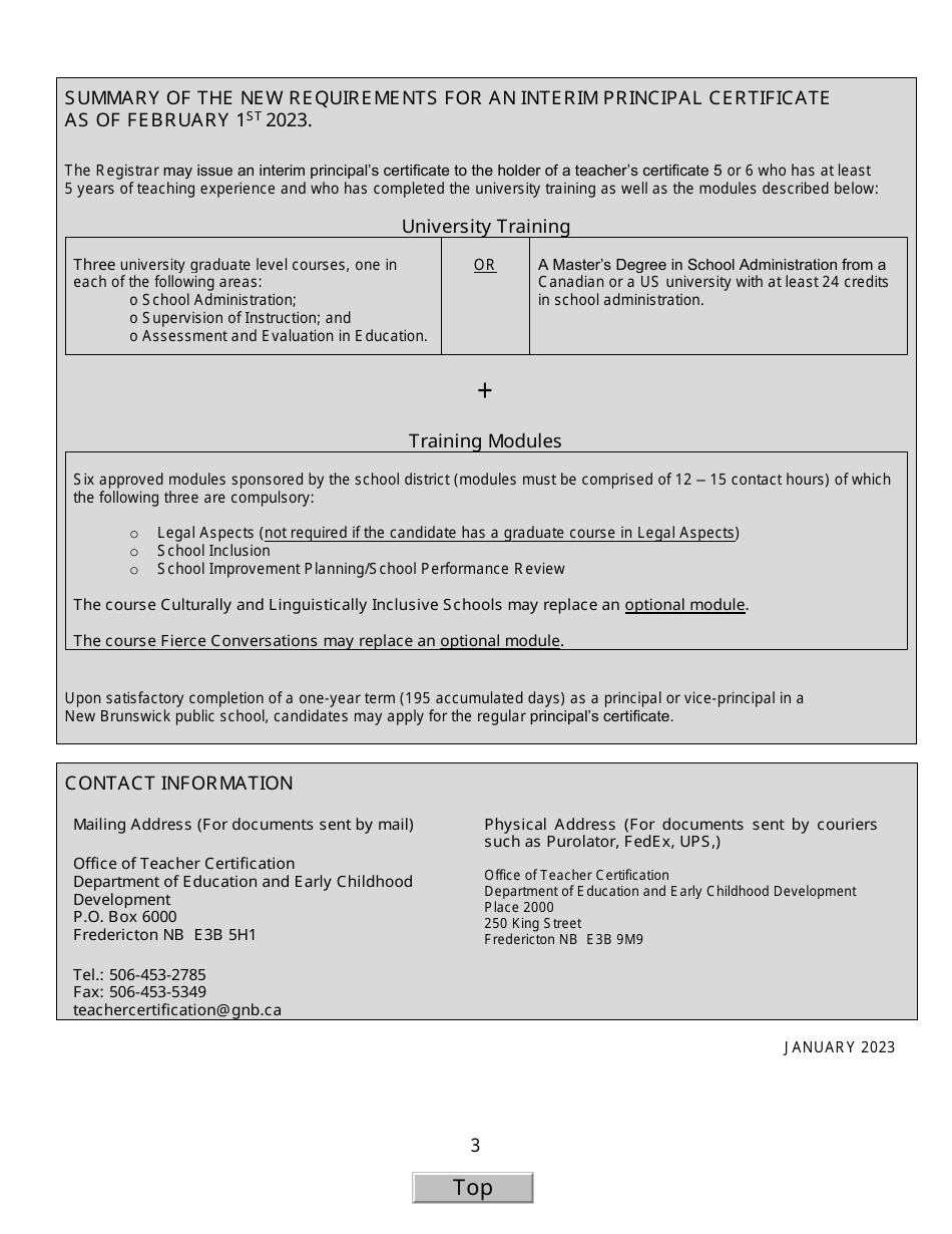 Form H Principals Certificate Request Form - New Brunswick, Canada, Page 3