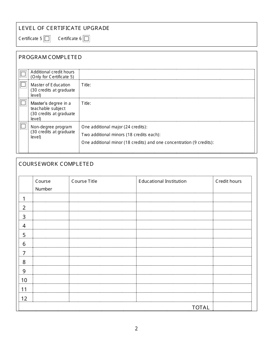 Form K Teachers Certificate Level Upgrade - New Brunswick, Canada, Page 2