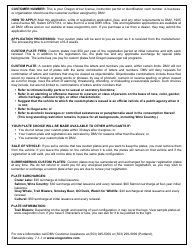 Form 735-205 Custom Plate Application - Oregon, Page 2