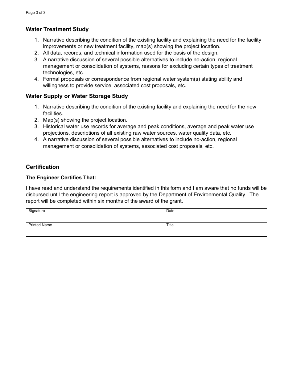 Planning Assistance Reimbursement (Par) Engineer Certification of Services - Clean Water and Drinking Water State Revolving Fund Programs - North Dakota, Page 3