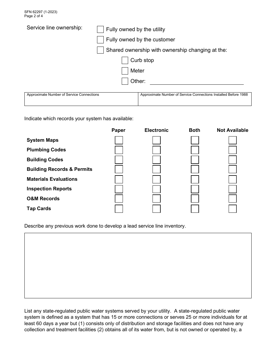 Form SFN62297 Application for Lead Service Line Inventory Assistance - North Dakota, Page 2