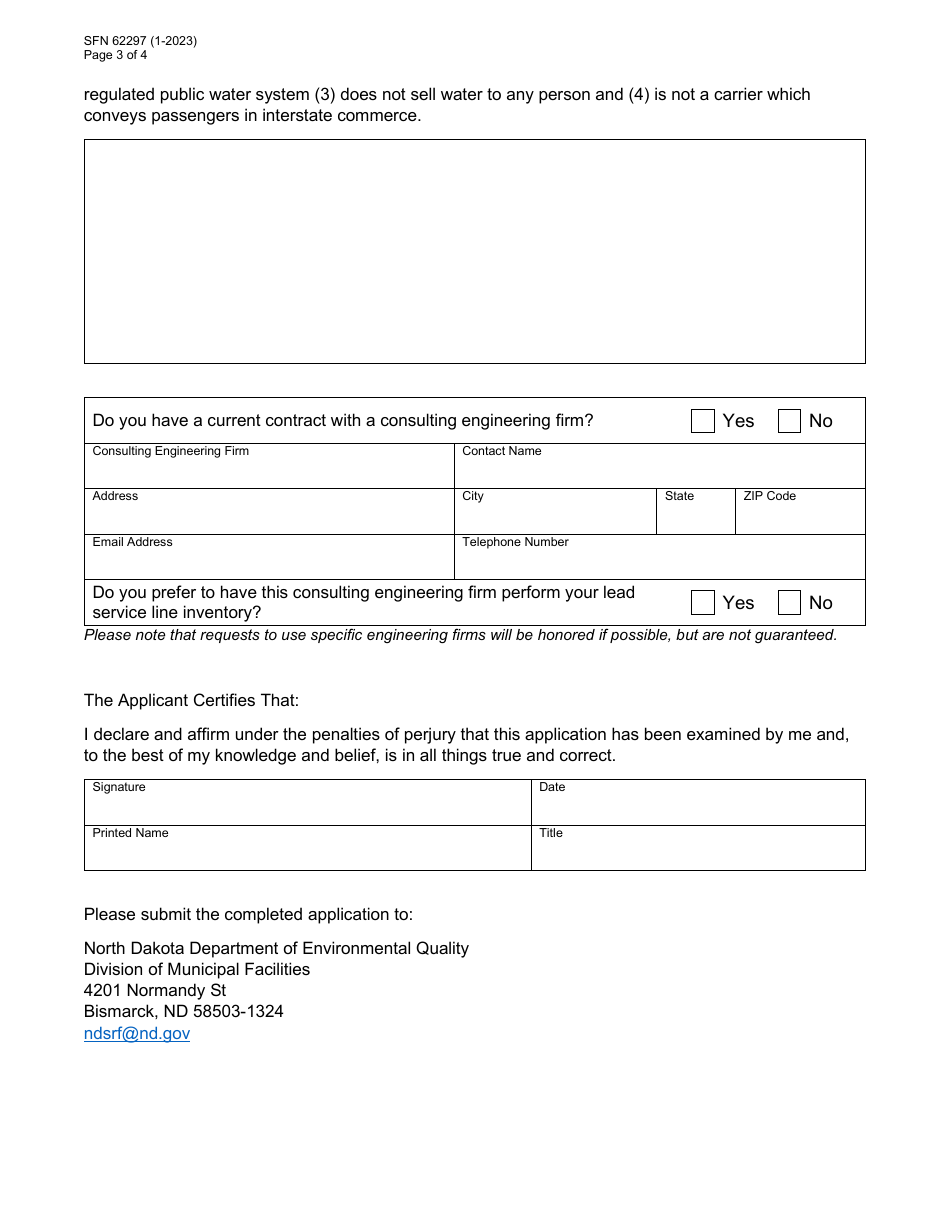 Form SFN62297 - Fill Out, Sign Online and Download Fillable PDF, North ...