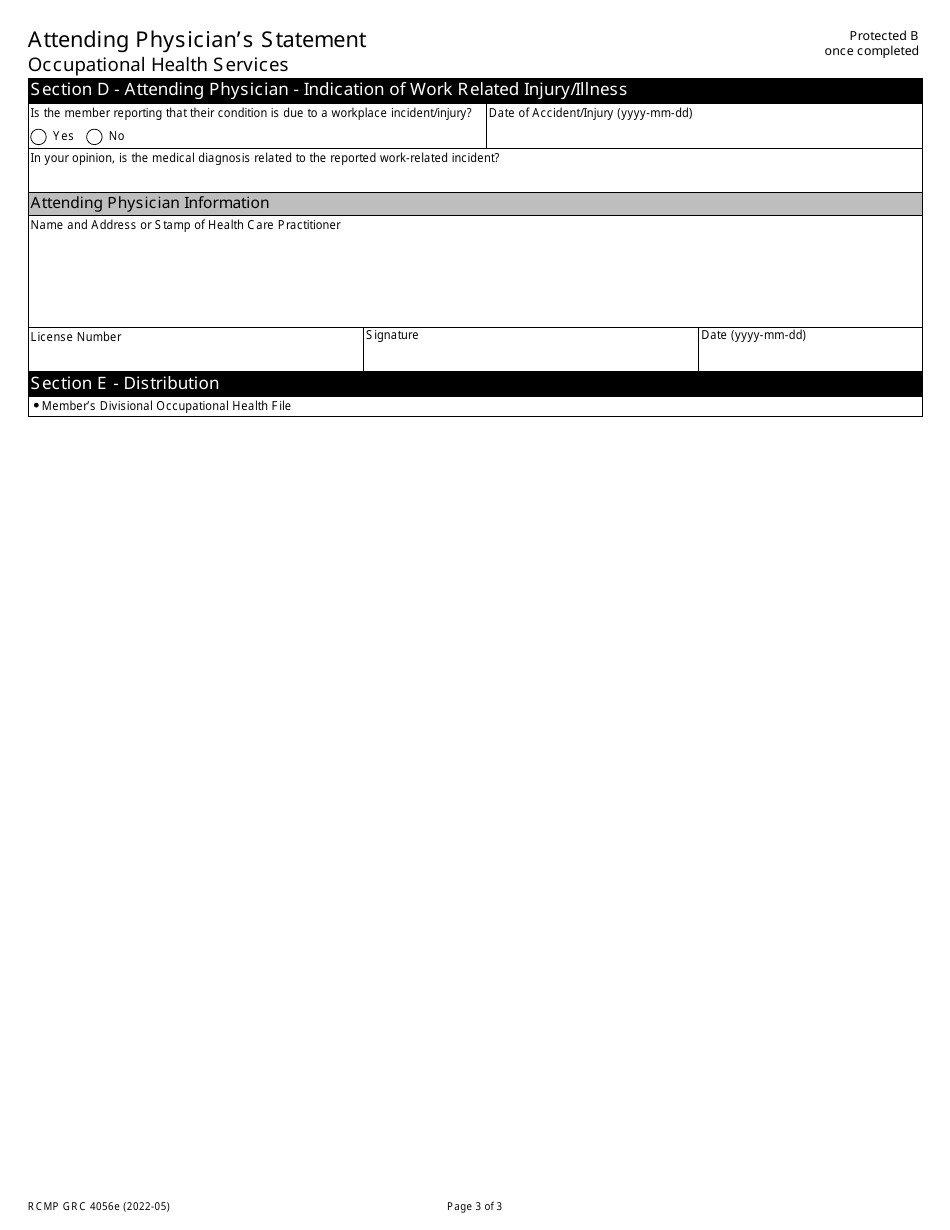 Form RCMP GRC4056 Attending Physicians Statement - Canada, Page 3