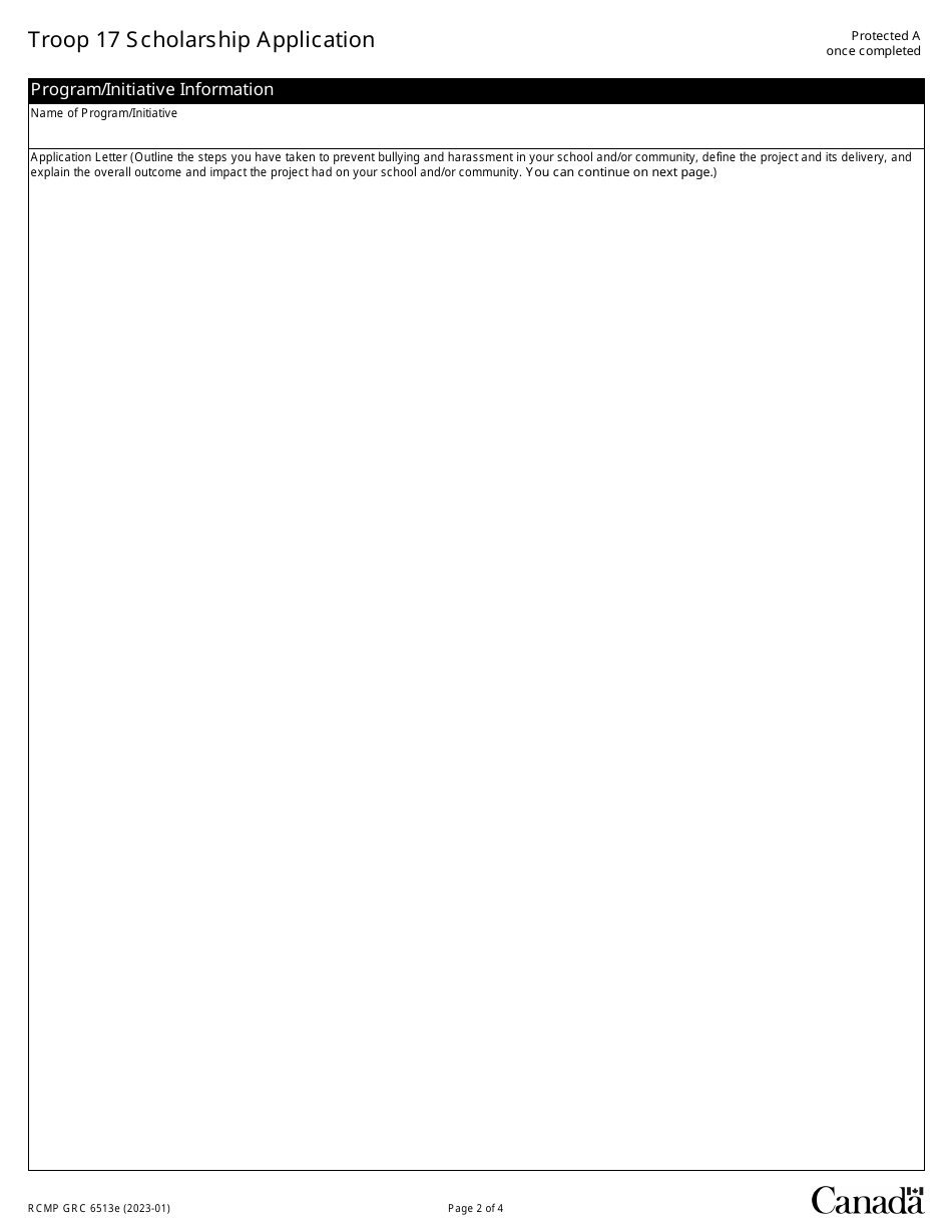 Form RCMP GRC6513 Troop 17 Scholarship Application - Canada, Page 3