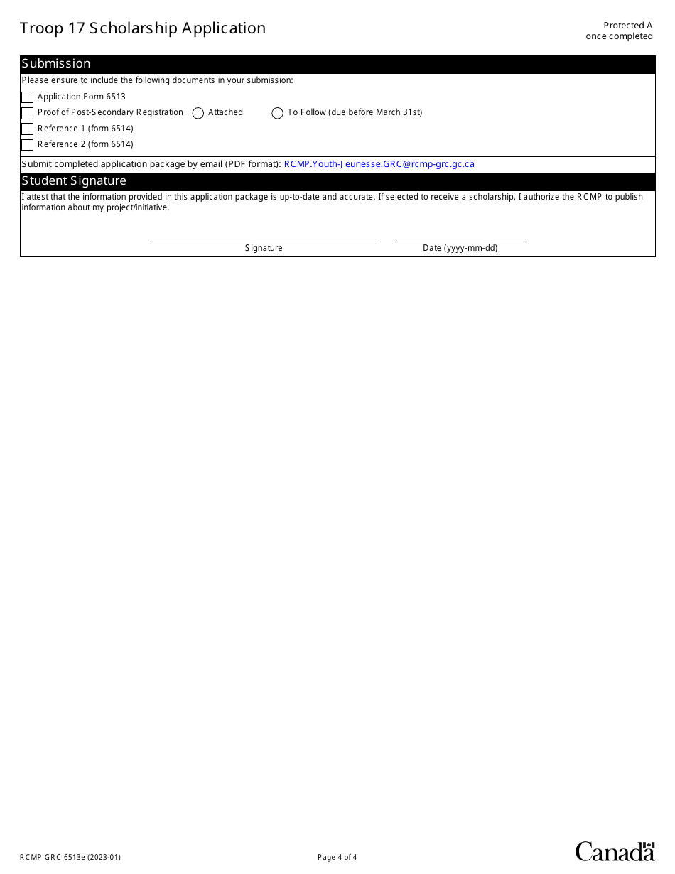 Form RCMP GRC6513 Troop 17 Scholarship Application - Canada, Page 5