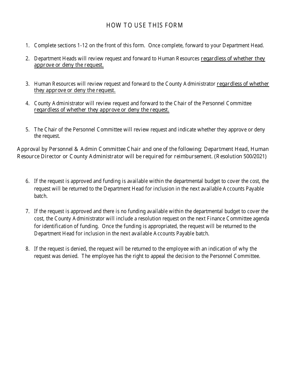 Reimbursement for Employment Related Educational / Professional Course Work - Warren County, New York, Page 2