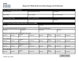 Document preview: Form 470-3923 Request for Medicaid Services Data Changes and Verifications - Iowa