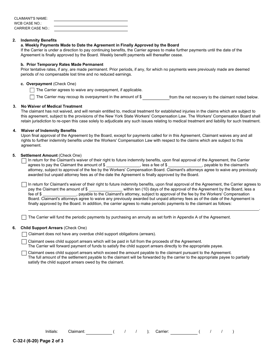 Form C-32-I - Fill Out, Sign Online and Download Fillable PDF, New York ...