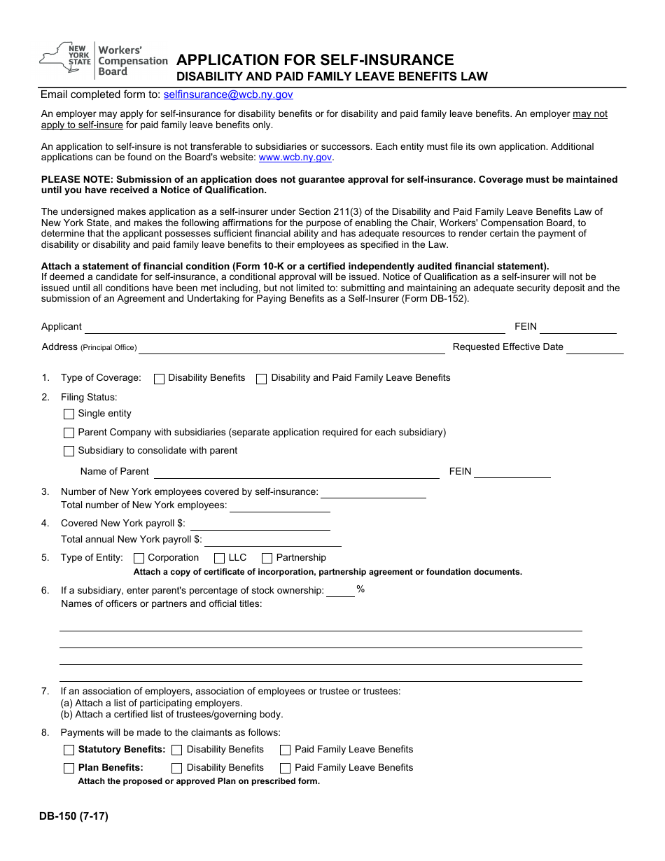 Form DB-150 - Fill Out, Sign Online and Download Fillable PDF, New York ...