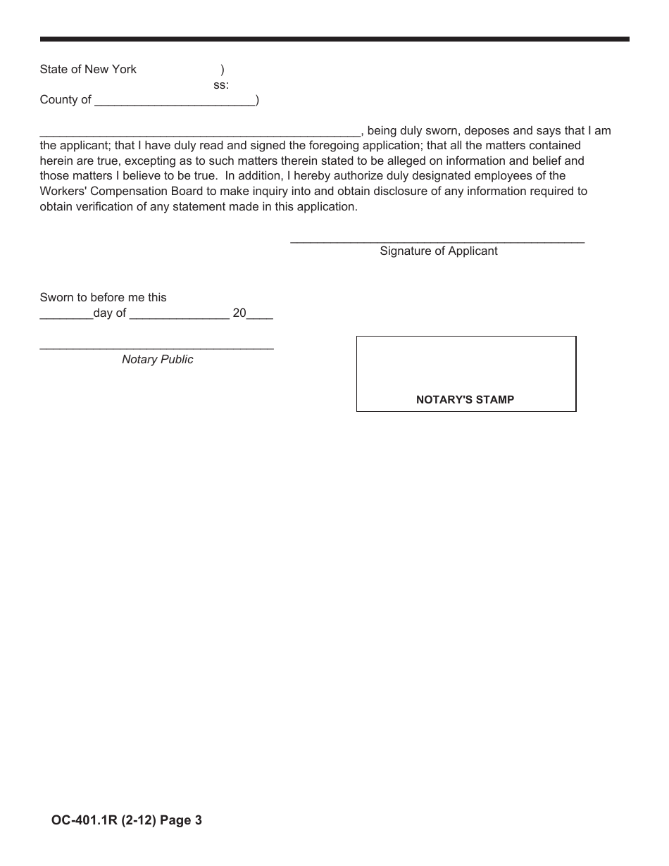 Form OC-401.1R Renewal Application for License to Appear on Behalf of Claimant - New York, Page 3