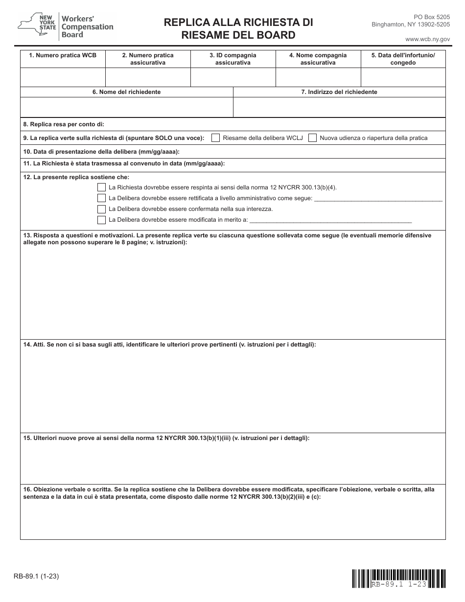 Form RB-89.1 Rebuttal of Application for Board Review - New York (Italian), Page 3