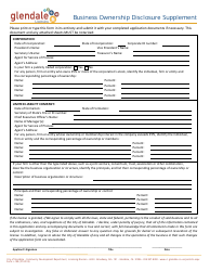 Document preview: Form L-109 Business Ownership Disclosure Supplement - City of Glendale, California