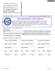 Form D-104 Acceptance Affidavit - City of Glendale, California