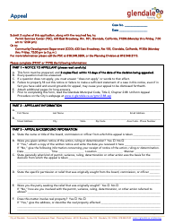 Document preview: Appeal Application (Planning) - City of Glendale, California