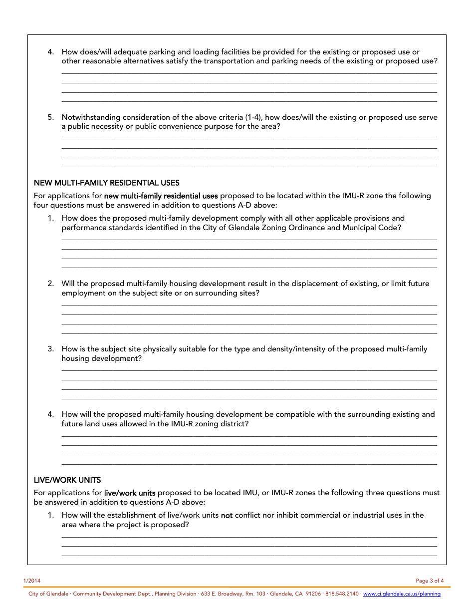 City of Glendale, California Administrative Use Permit Application ...