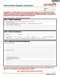 Document preview: Administrative Exception Application - City of Glendale, California