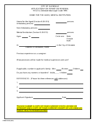 Document preview: Form CD-284 Application for Permit or Renewal - City of Glendale, California