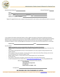 Document preview: Form L-120 Administrative Citation Appeal & Request for Hearing Form - City of Glendale, California