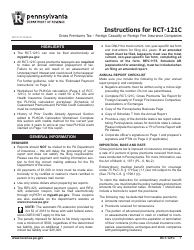 Form RCT-121C Gross Premiums Tax Report for Foreign Casualty or Foreign Fire Insurance Companies - Pennsylvania, Page 5