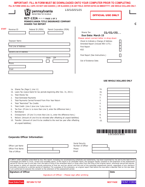 Form RCT-132A  Printable Pdf