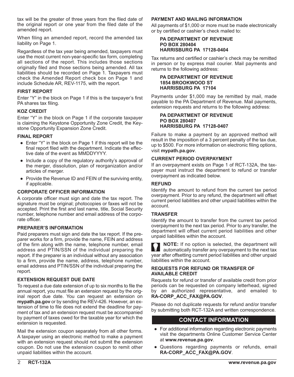 Form RCT-132A Pennsylvania Title Insurance Company Shares Tax Report - Pennsylvania, Page 6