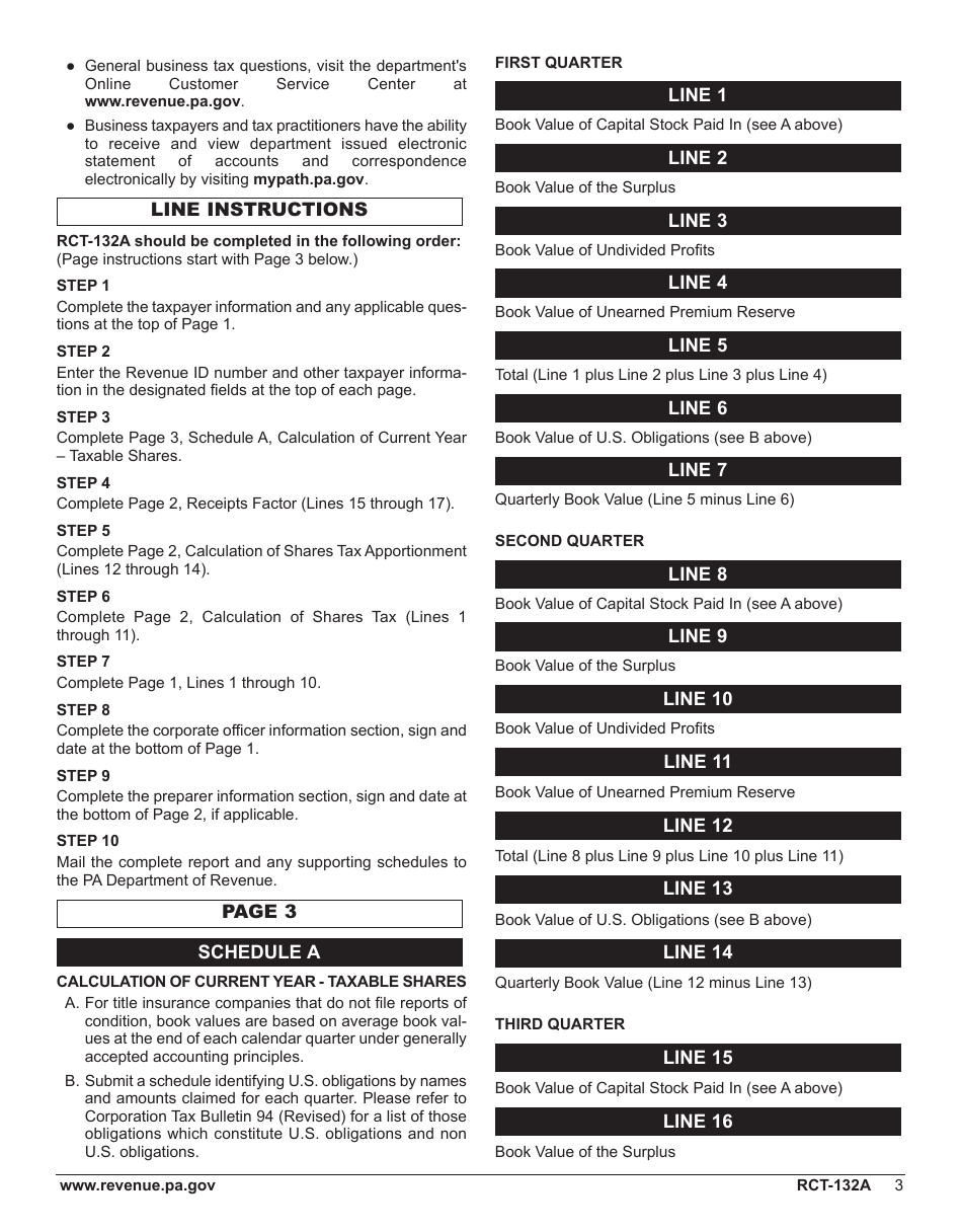 Form RCT-132A Pennsylvania Title Insurance Company Shares Tax Report - Pennsylvania, Page 7