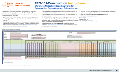 Document preview: Instructions for Form EEO-101 Workforce Utilization Reporting Form for Construction Contractors and Subcontractors - New York