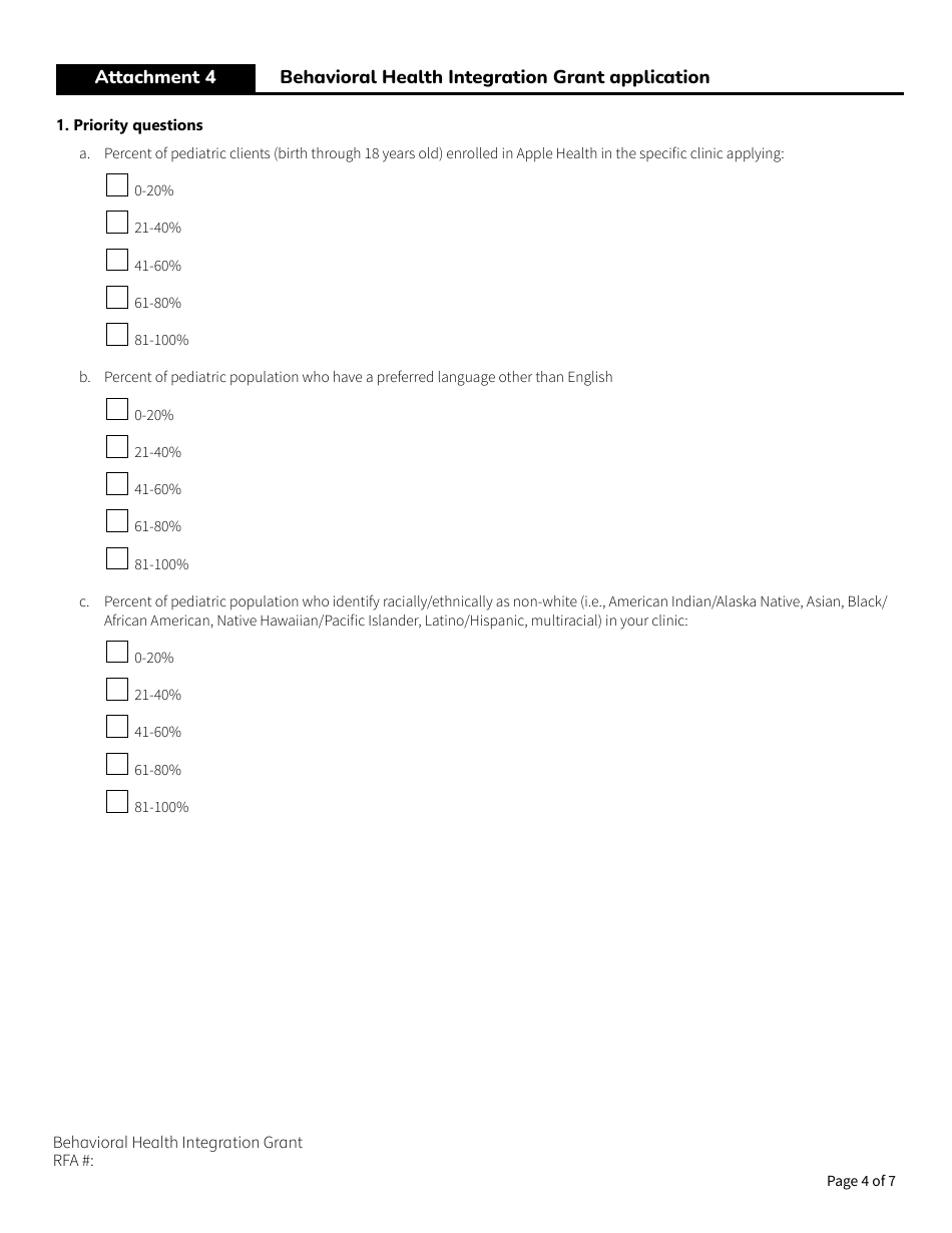 Form HCA82-0420 Behavioral Health Integration (Bhi) Grant Application - Washington, Page 4
