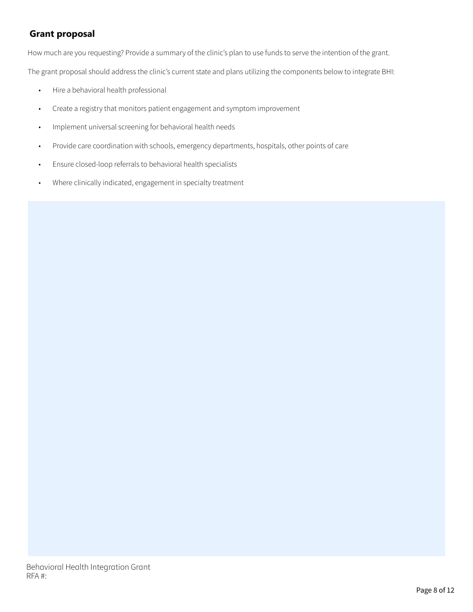 Form HCA82-0420 Behavioral Health Integration (Bhi) Grant Application - Washington, Page 8