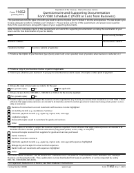 Document preview: IRS Form 11652 Questionnaire and Supporting Documentation Form 1040 Schedule C (Profit or Loss From Business)