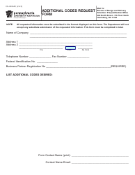 Form CS-4300AC Additional Codes Request Form - Pennsylvania